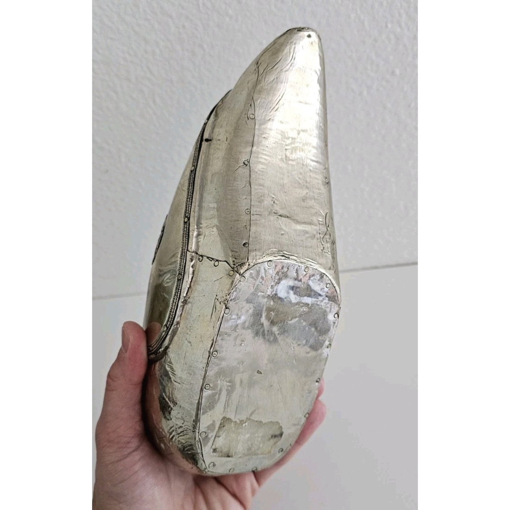 Vintage Silver Metal Over Wood Duck Decoy Figurine Folk Art Decorative Bird - Picture 14 of 16